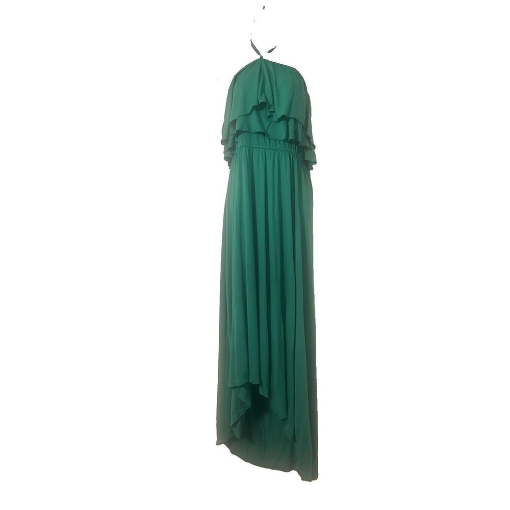 Mossino Women's Kelly Green Halter Sleeveless Hi Lo One-Piece Maxidress Size XL